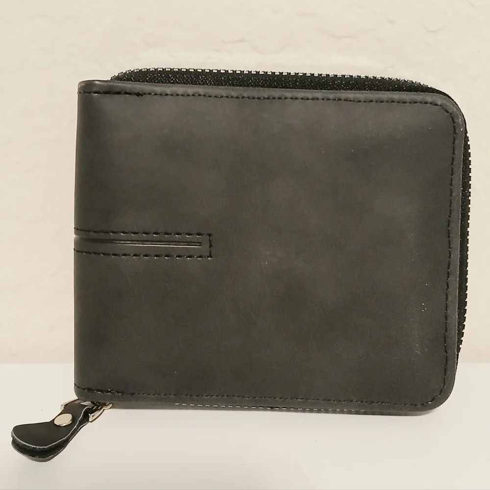 Men's Dizzoris Style Leather Grey‎ Zippered Wallet